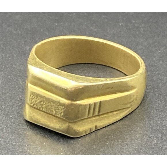 Men's Signet Ring  Vintage Size 11 Gold Tone Wide 12 mm 11 grams LOOK - Picture 3 of 14